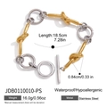 Spécifications du bracelet chaîne à nœuds bicolore avec fermoir OT et longueur de 18,5 cm - Bracelet Nœud Bicolore Or et Argent (JDB0110010-PS)