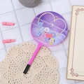 Cartoon purple fan pen featuring BT21 character designs on a circular fan surface - Youth Group Purple