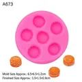 Pink silicone mold with 6 cavities for crafting mini macaron cakes and resin desserts - Macaron Shape / Pink