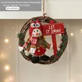 Couronne de Noël 31cm avec bonhomme de neige, panneau 'LET IT SNOW' et baies rouges - AGHH25-2 Poupée bonhomme de neige