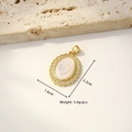 Gold plated oval Virgin Mary heart pendant with shell inlay and small crystals - Heart (White Shell)