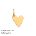 14K gold plated stainless steel heart pendant charm measuring 10x8mm with polished finish - 10*8 Gold