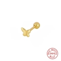 Detail view of gold butterfly stud earring made of S925 sterling silver with screw back - #5 Butterfly / Gold-Single