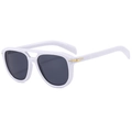 Vintage pilot sunglasses with white double-bridge frame and dark lenses - White Frame Dark Grey Lens