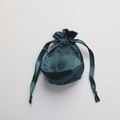Dark green satin drawstring storage pouch with smooth silk-like texture and ribbon closure - Dark Green