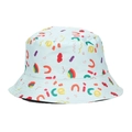 Hellblauer Anglerhut mit buntem Regenbogen, Wolken und trendigem Graffiti-Aufdruck - M (56-58cm) / Hellblau