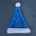 Blue plush Christmas hat for adults and kids featuring white faux fur trim and pompom - 38*28cm / Light Blue Long Plush Kids