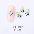 Detail view of a 6x11mm yellow tulip nail art charm with gold metal and enamel finish - Pale Yellow Tulip White K Base (8527)