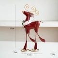 Deep red iron Christmas reindeer ornament with gold antlers and 35cm height - Retro Red Iron Elk Ornament