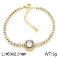 Gold-plated tennis bracelet with rectangular crystal pendant and 160mm length detail - Rectangular White Zirconia Style (KB185506-HM)