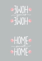 Absorbent grey kitchen dish towel with white Home Sweet Home text and pink floral print - HOME sweet HOME Grey Background(MB1-36)