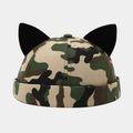 Berretto docker mimetico con graziose orecchie da gatto in stile street retrò - Regolabile / Mimetico Verde