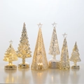 Alberi di Natale in vetro champagne con luci LED per decorazioni festive da tavolo - Set di 6 Pezzi