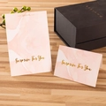Pink marble textured greeting card set with gold foil Surprise For You lettering - 13 Special Gift Surprise For You Pink