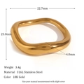 Unregelmäßiger Wellenring aus 18K vergoldetem 316L Edelstahl mit Maßen und Gewicht - Unregelmäßiger Wellen-Glattring-Gold-Größe 6