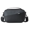 Borsa a tracolla sportiva da uomo in tessuto impermeabile nero e grigio scuro con logo Sport - Grigio Nero