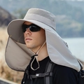 Hellgrauer schnelltrocknender Sonnenhut mit breiter Krempe und Nackenschutz für UV-Schutz - Beige