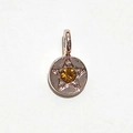 Rose gold round pendant with amber birthstone and star detail for necklaces - Rose Gold November