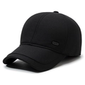 Schwarze Herren-Baseballkappe aus Thermostoff mit feiner Twill-Struktur und Metallclip - Verstellbar / Schwarz