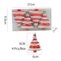 Set da 4 addobbi per albero di Natale rossi e bianchi con paillettes e stella in punta - Set di 4 / Rosso