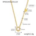 Gold plated stainless steel necklace with heart charm and round zircon pendant - Letter O Necklace (RP001) / Gold