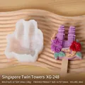 Molde de silicona para helados con torres gemelas y flores para postres caseros - Torres Gemelas Petronas Singapur