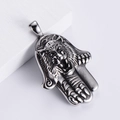 Ciondolo Mano di Fatima in acciaio inox con incisione testa di tigre stile vintage - Colore Acciaio (Senza Catena)