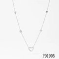 Silver hollow heart necklace in stainless steel with small heart charms for women - Silver Necklace (PD1905)