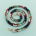 120cm mixed color acrylic resin chain with marble pattern and gold lobster clasps - Mixed Color Squares