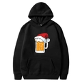 Black Christmas hoodie for men and women featuring a beer mug with a red Santa hat print - S / Tops / Black - Santa Hat Beer Mug Cartoon (50)