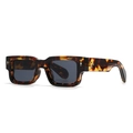 Classic tortoise shell square sunglasses with dark lenses and silver metal rivet accents - Classic Tortoise Frame Grey Lens (C4)