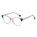 Gafas de ojo de gato transparentes color lavanda con detalles en contraste verde oscuro - C6 Púrpura Translúcido Lente Clara