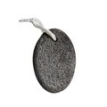 Oval dark grey volcanic pumice stone for foot exfoliation with white hanging rope - 9x6.5x3cm Limestone Pumice / Black
