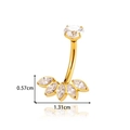 Golden titanium belly ring with flower zirconia cluster and size measurement markings - Marquise Cluster (T2521-2#) / Gold