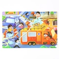24-piece wooden children puzzle featuring cartoon police and fire rescue scene theme - Fire Rescue