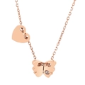 Collar minimalista de oro rosa con colgante de mariposa, corazón y cristal brillante - Rosa oro
