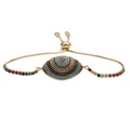 Golden Evil Eye bracelet with multi-color zircon stones and adjustable slider clasp closure - Gold Colorful Zircon Chain