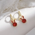 Elegant s925 silver red rabbit drop earrings with gold finish and zircon stones - Rabbit Ear (NN393)