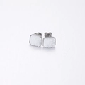 Square white druzy stud earrings with sparkling crystal texture and silver metal frame - White Crystal (13)
