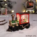 Vintage kersttrein sneeuwbol lantaarn met de Kerstman en een warm LED-lichteffect aan - Kleurrijke Kerstman