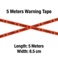 5m long orange warning tape with black skull crossbones and Warning text for Halloween - Warning Line