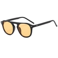 Retro sunglasses with black frame and translucent orange lenses in a 45-degree side view - Black Frame Orange Lens