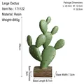 Large resin cactus home decor with matte green finish and faux wood base, height 29cm - Large Cactus-A1-171122