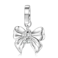Minimalistischer S925 Sterlingsilber Schleifenanhänger mit Zirkoniasteinen für Y2K Schmuck - 925 Sterlingsilber / Silber