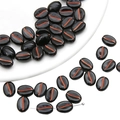 Acrylic coffee bean beads in black with orange swirls for DIY jewelry making - 30 Pcs/Pack / Black Red Traced