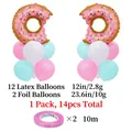 14-teiliges Donut-Geburtstagsdeko-Set mit pastellfarbenen Ballons und Folienballons - Luftballons 14er Set