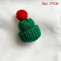 Mini green knitted finger hat with red pompom for DIY Christmas dolls and decorations - Christmas Hat Green 1PC