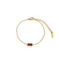 Titanium steel necklace with a rectangular red zircon birthstone in a gold finish - July Bracelet