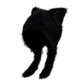 Süße schwarze Plüschmütze mit Katzenohren und langen Ohrenklappen für den Winter - Schwarz