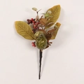 Autumn decoration branch with yellow maple leaves, red berries and mini green pumpkin - CZ701 Yellow Leaves Berries Green Pumpkin